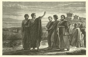 Aristoteles im Exil aus Athen mit seinen Schülern (Stich) von French School
