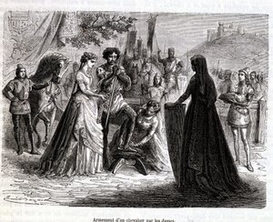 Rüstung eines Ritters durch Damen im 11. Jahrhundert - in „Geschichte Frankreichs“ von Martin von French School