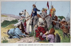 Ankunft der Kreuzfahrer vor Jerusalem (1099) von French School