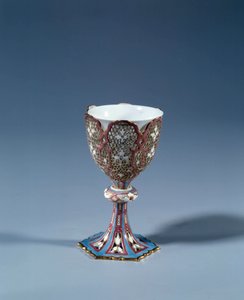 Kunst Frankreich: Tasse auf beweglichem Ständer, die einen Ausstellungsstand bildet. Hartporzellan von French School