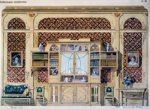 Art Nouveau Bibliothek, Illustration aus der Zeitschrift Interieurs Modernes