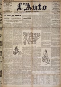 Artikel über die Ankunft der ersten Tour de France - in „L