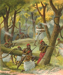 Von Eingeborenen in Afrika angegriffen