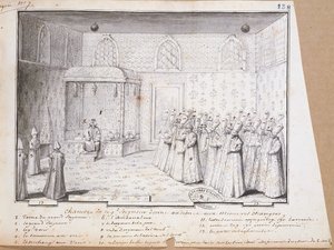 Audienzsaal des Sultans in Konstantinopel für den Empfang von Botschaftern, 1717