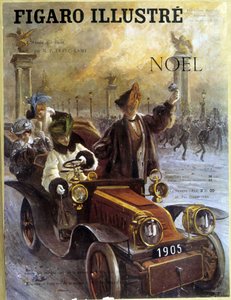 Automobil Dion-Bouton 1905 und Mäntel und Pelze Grunwaldt - in „Le Figaro Illustré“, Dez 1904 von French School