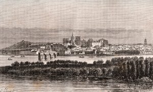 Avignon im Vaucluse - Gravur in „La France illustree: geographie, histoire, administration statistique“ von V.A. Malt-Brown. 1884