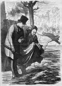 Schrecklicher Makadam! Karikatur von Honoré Daumier (1808-1879). Gravur in „Le Monde Illustré“ Nr. 277 vom 2. August