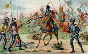 Schlacht von Roosebeke am 27. November 1382 (Rozebeke, Belgien). Chromolithographie des späten 19. Jahrhunderts. von French School