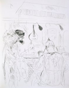 Hinter den Kulissen bei einem Pariser Bal de Nuit oder Zirkus, aus Paris Skizzen: Radierungen von Forain und Raffaelli, 1880 von French School