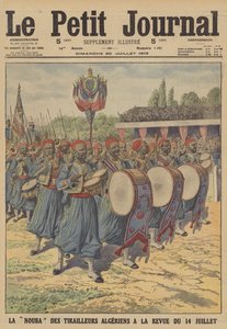 Kapelle der algerischen Tirailleurs marschiert in der Militärparade zum Bastille-Tag in Paris von French School