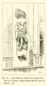 Relief über der Eingangstür des ehemaligen Kollegs Saint-Michel, Rue de Bievre, 12 von French School