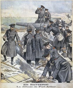 Batterie, Verteidigung von Port Arthur, Illustration aus Le Petit Journal: Supplement Illustre, 27. März 1904