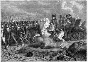 Schlacht von Arcis-sur-Aube, 20.-21. März 1814 - Granate explodiert unter dem Pferd von Kaiser Napoleon - Schlacht von Arcis-sur-Aube (Arcis sur Aube) 20. und 21. März