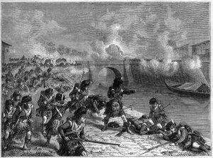 Schlacht von Toulouse: letzte Schlacht zwischen den britischen und spanischen Truppen unter Wellington gegen die Franzosen 1814 - Schlacht von Toulouse am 10. April 1814 zwischen den Truppen der kaiserlichen Armee unter dem Kommando von Marschall Soult und