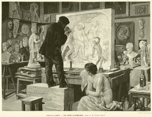 Schöne Künste, Eine Ecke des Ateliers, Gemälde von M. Edouard Dantan (Gravur) von French School