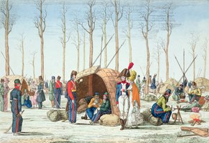 Biwak der russischen Truppen auf den Champs Elysées, Paris, 31. März 1814 von French School