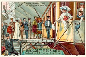 Einsteigen in das Luftschiff in London von French School