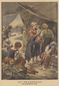 Burenfrauen in einem Konzentrationslager in Südafrika von French School