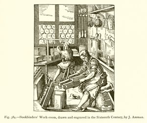 Arbeitsraum der Buchbinder von French School
