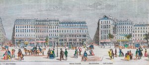 Boulevard Montmartre Südseite und Boulevard des Italiens Südseite - Rue Vivienne - Maison Frascati - Rue Richelieu - Café Cardinal - Gravur in "Tableau-de-Paris" von Edmond Texier 1852 von French School