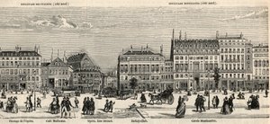 Boulevard des Italiens und Boulevard Montmartre - Café Mulhouse - Cercle Montmartre - Jockey Club - Gravur in „Tableau-de-Paris“ von Edmond Texier 1852 von French School