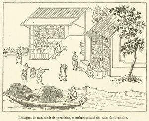 Porzellanläden und Verladung der Porzellanvasen von French School
