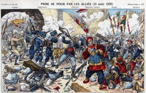 Boxeraufstand (1898-1900): Eroberung von Peking durch die Alliierten am 15. August von French School
