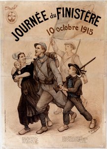 Bretonischer Soldat und seine Familie - Plakat für „Finistere-Tag“, 10. Oktober von French School