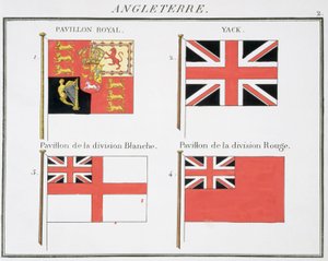 Britische Seeflaggen, aus einem französischen Flaggenbuch, ca. 1819 von French School