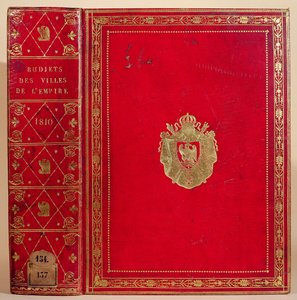Haushaltspläne der Städte im Französischen Reich, gebunden mit dem Wappen von Napoleon Bonaparte (1769-1821) 1810