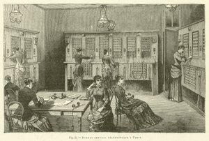 Zentrales Telefonbüro in Paris (Gravur)