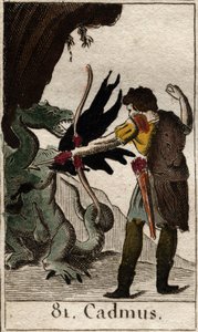 Kadmos tötet den Drachen. Aus „Mythologie der Jugend“ von Pierre Blanchard 1803