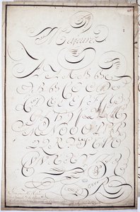 Kalligraphie: Platte mit Großbuchstaben, genannt Major Batardes, kalligraphiert am 5. April von French School