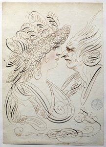 Kalligraphie: Profilporträts um 1780 von Bernard de Paris von French School