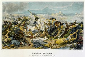Ägyptenfeldzug (1798-1801): Joachim Murat (1767-1815) während der Schlacht von Abukir am 25. Juli 1799, bei der Bonaparte die Türken ins Meer trieb