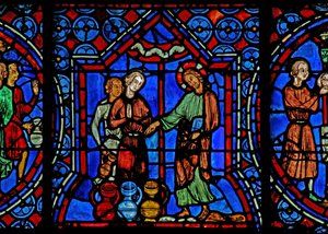 Hochzeit zu Kana: Christus verwandelt Wasser in Wein von French School