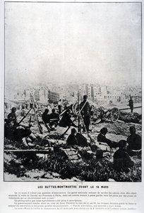 Kanonen auf den Buttes-Montmartre am Vorabend des 18. März 1871 (s/w Foto) von French School