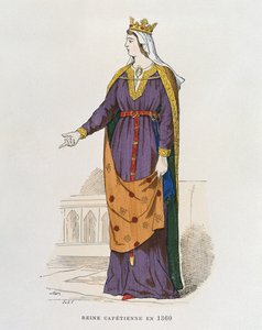 Kapetingische Königin im Jahr 1360, aus Costumes civils et militaires des francais a travers les siecles