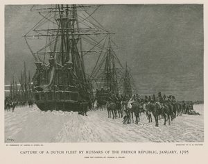 Eroberung einer niederländischen Flotte durch Husaren der Französischen Republik von French School