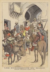 Karawane von Europäern auf dem Rückweg nach Fès, Marokko von French School