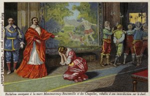 Kardinal Richelieu lässt Francois de Montmorency-Bouteville und den Comte de Chapelles wegen Missachtung seines Duellverbots hinrichten, 1627 von French School