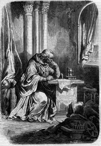 Kardinal, Liebhaber von Päpstin Johanna (Papst von 855 bis 858). Gravur in „Histoire des papes-rois-reines-et-empereurs à travers les siècles“ von Maurice Lachatre