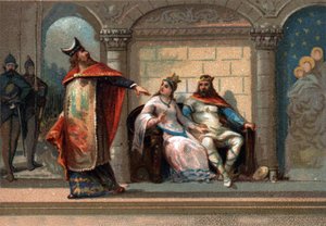 Caribert oder Cherebert, König von Paris (561 - 567). Chromolithografie des späten 19. Jahrhunderts.