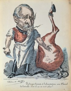 Karikatur von Napoleon III. (1808-73) als Pferdemetzger während der Belagerung von Paris, 1870