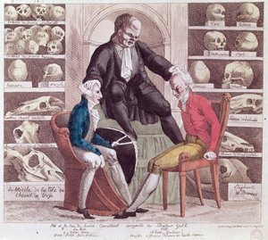 Karikatur von William Pitt dem Jüngeren (1759-1806) und Gustav IV. Adolf (1778-1837) beim Besuch von Sr. Franz Joseph Gall (1758-1828) 1806