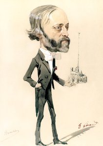 Karikatur des Architekten Eugène Emmanuel Viollet-le-Duc von French School