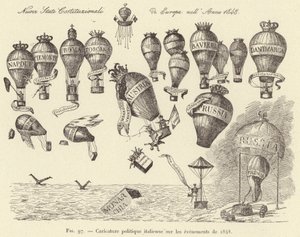 Italienische politische Karikatur zu den Ereignissen von 1848 (Gravur) von French School