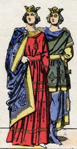 Karolingische Dynastie: Porträts von Ludwig III., König der Franken, und Karlmann II., König der Franken. Epinal-Bildgebung Ende des 19. Jahrhunderts. Private Sammlung.
