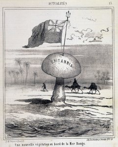 Karikatur: Neue Vegetation am Roten Meer (Britischer Pilz kolonisiert Ägypten) - 01/02/1868 von French School