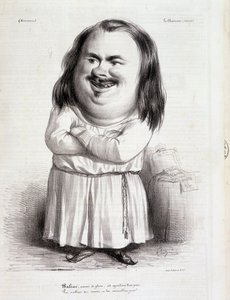 Karikatur von Honore de Balzac (1799-1850) und Mönch - in „Charivari“ vom 12.10.1838 B.H.V.P.